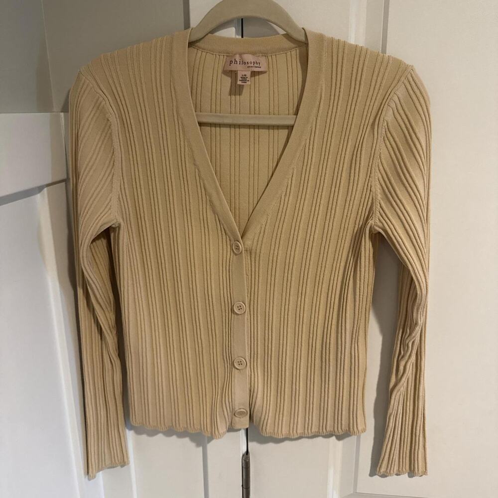 Beige philosophy by republic ribbed cardigan